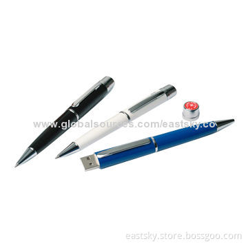 Custom Pen-shaped Flash Drive, Warranty Free for 2 Years, Environment-friendly, CE and FCC